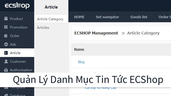 Quản Lý Thêm, Sửa Danh Mục Tin Tức Trong ECShop