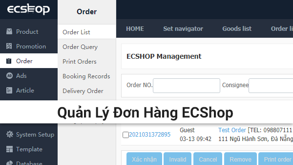 Quản Lý Đơn Hàng Trong ECShop - Phần 1