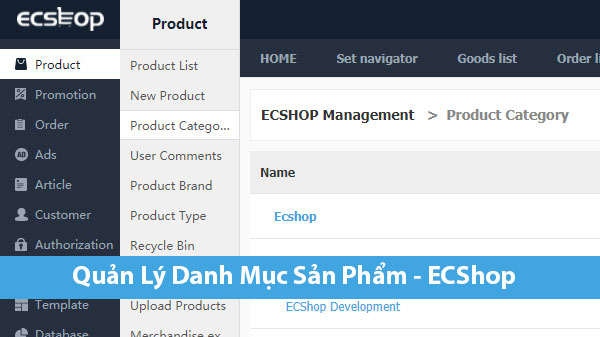 Quản Lý Danh Mục Sản Phẩm Trong ECShop