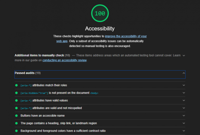 Accessibility Goolge Lighthouse