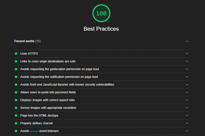 Best Practices Lighthouse