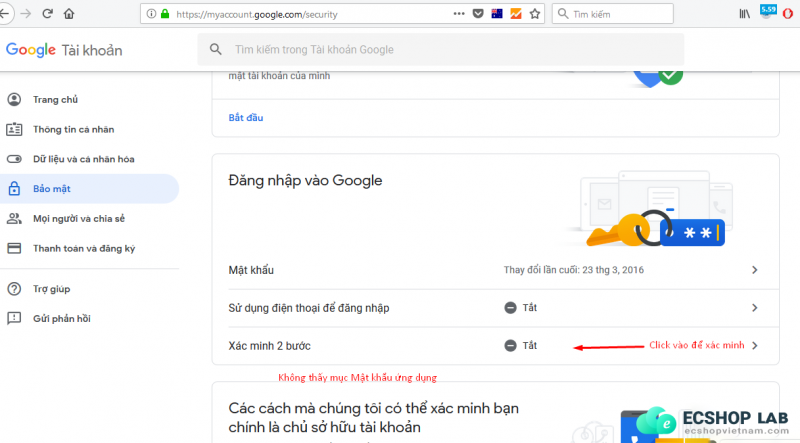 Xác minh 2 bước gmail