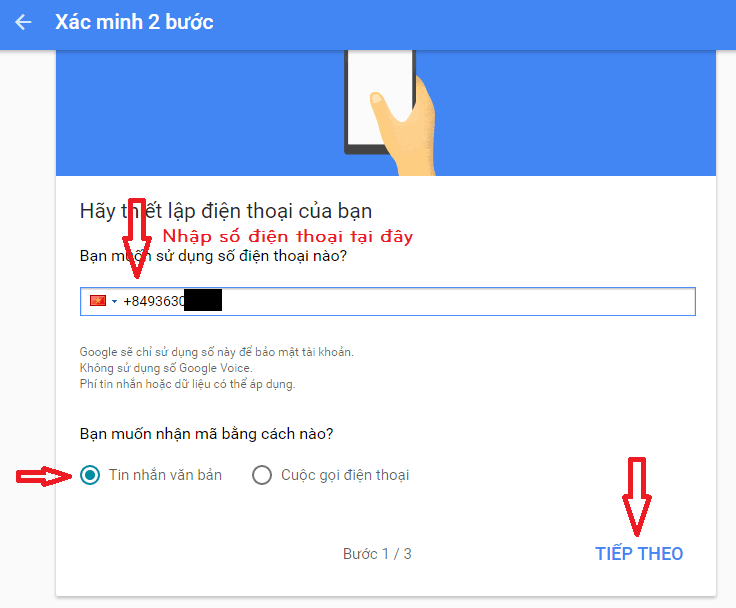 xác minh gmail số điện thoại