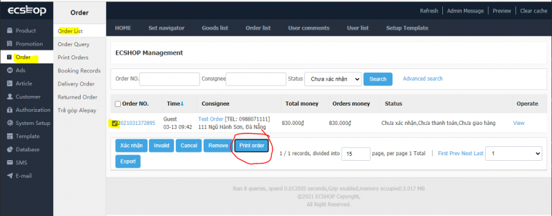 In ấn đơn hàng ECShop